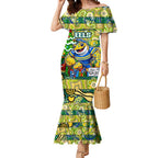 Custom Eels Rugby Merry Christmas Mermaid Dress Indigenous Australian Art