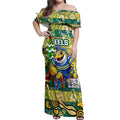 Custom Eels Rugby Merry Christmas Off Shoulder Maxi Dress Indigenous Australian Art