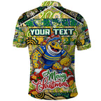Custom Eels Rugby Merry Christmas Polo Shirt Indigenous Australian Art