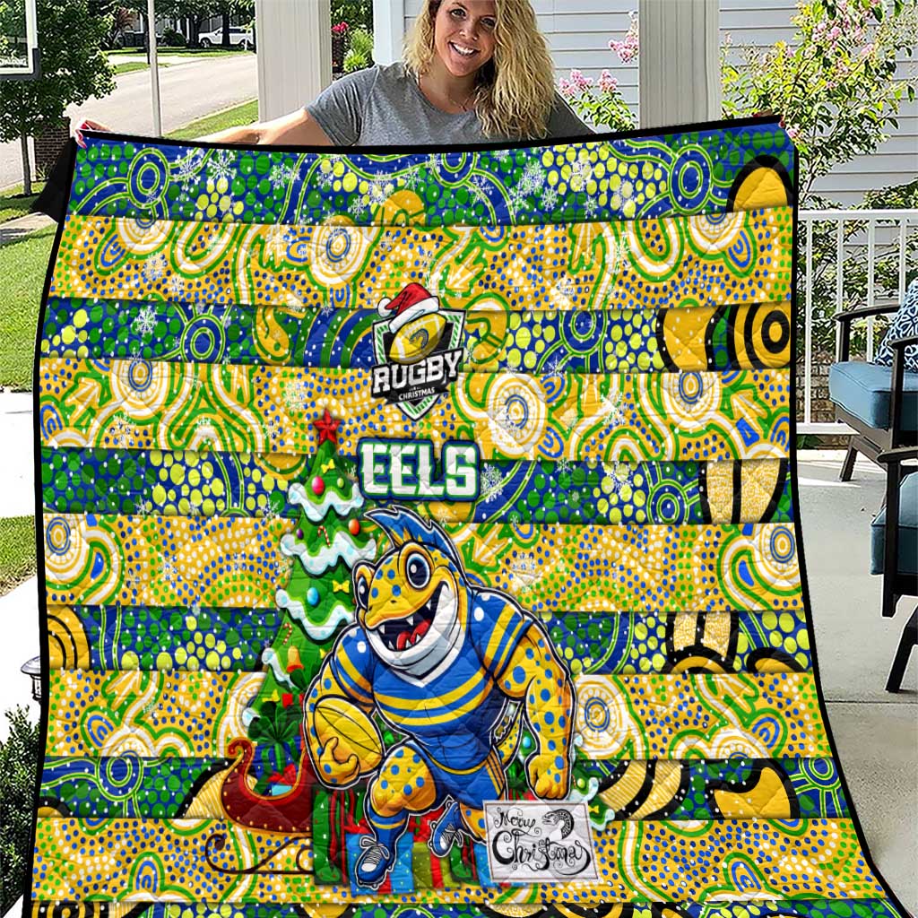 Eels Rugby Merry Christmas Quilt Indigenous Australian Art