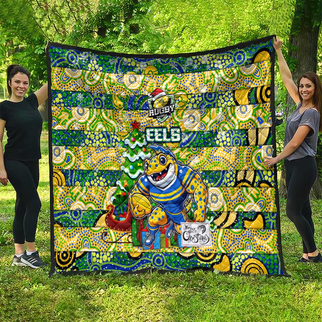 Eels Rugby Merry Christmas Quilt Indigenous Australian Art