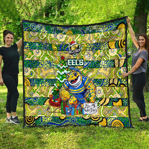 Eels Rugby Merry Christmas Quilt Indigenous Australian Art