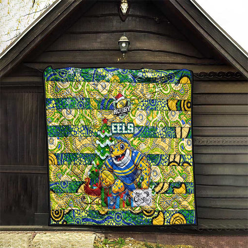Eels Rugby Merry Christmas Quilt Indigenous Australian Art