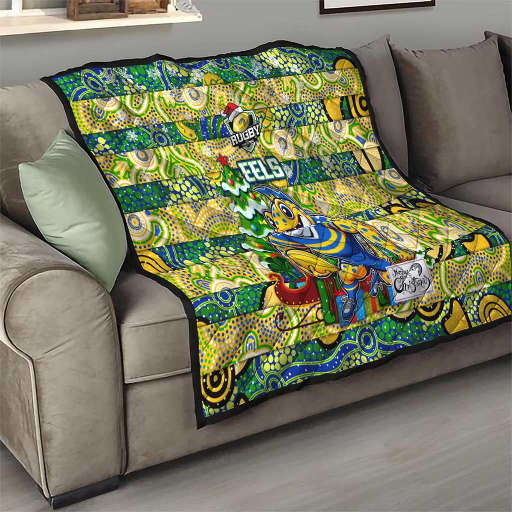 Eels Rugby Merry Christmas Quilt Indigenous Australian Art