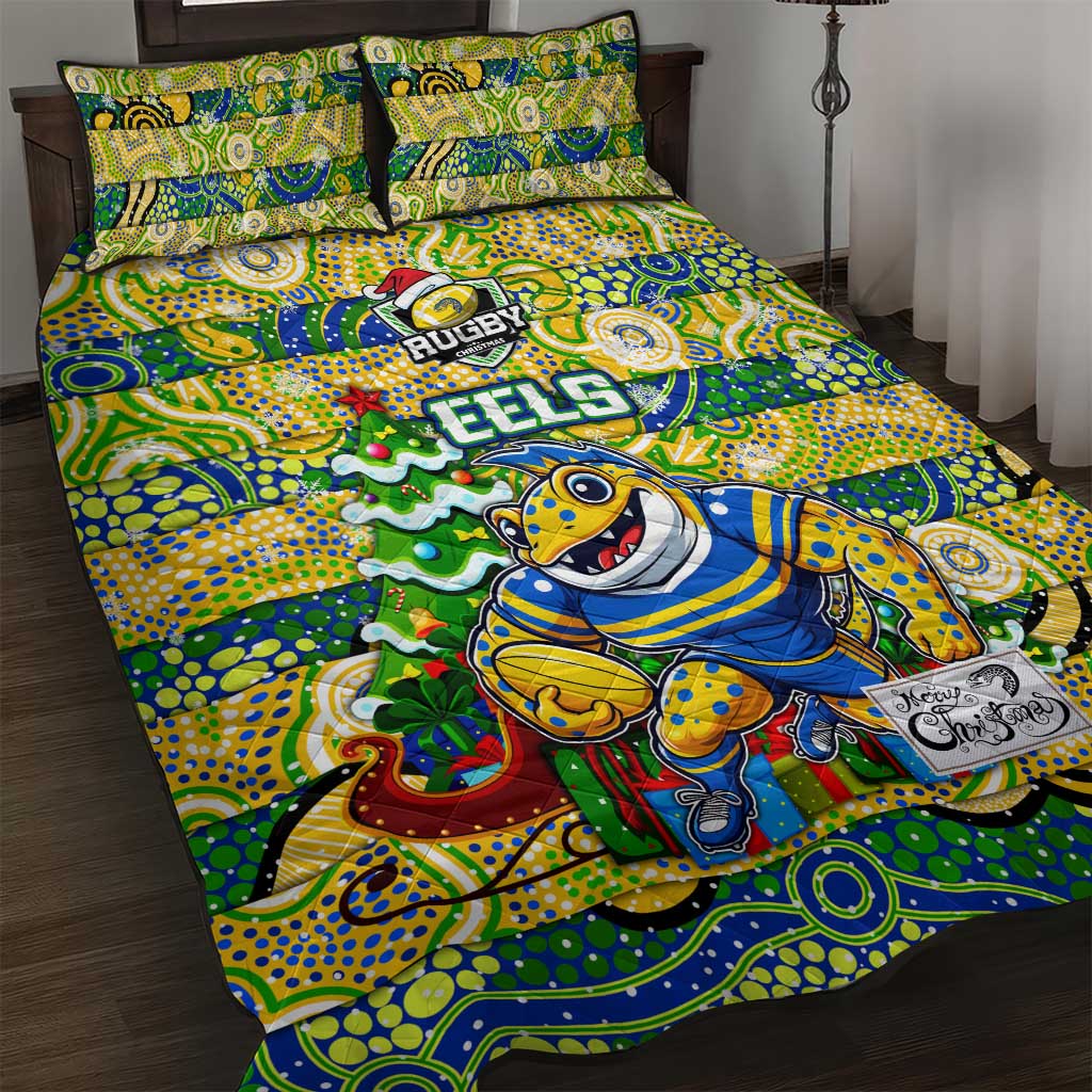 Eels Rugby Merry Christmas Quilt Bed Set Indigenous Australian Art