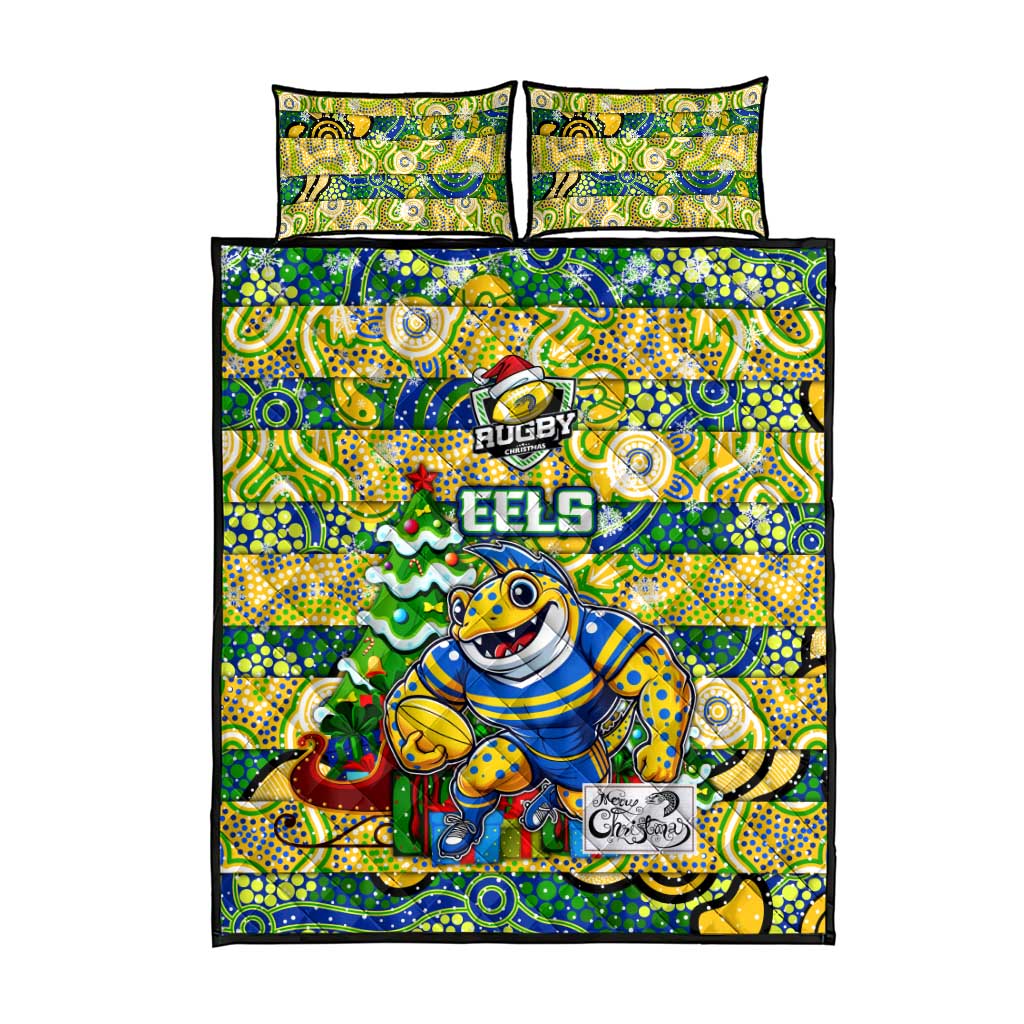 Eels Rugby Merry Christmas Quilt Bed Set Indigenous Australian Art