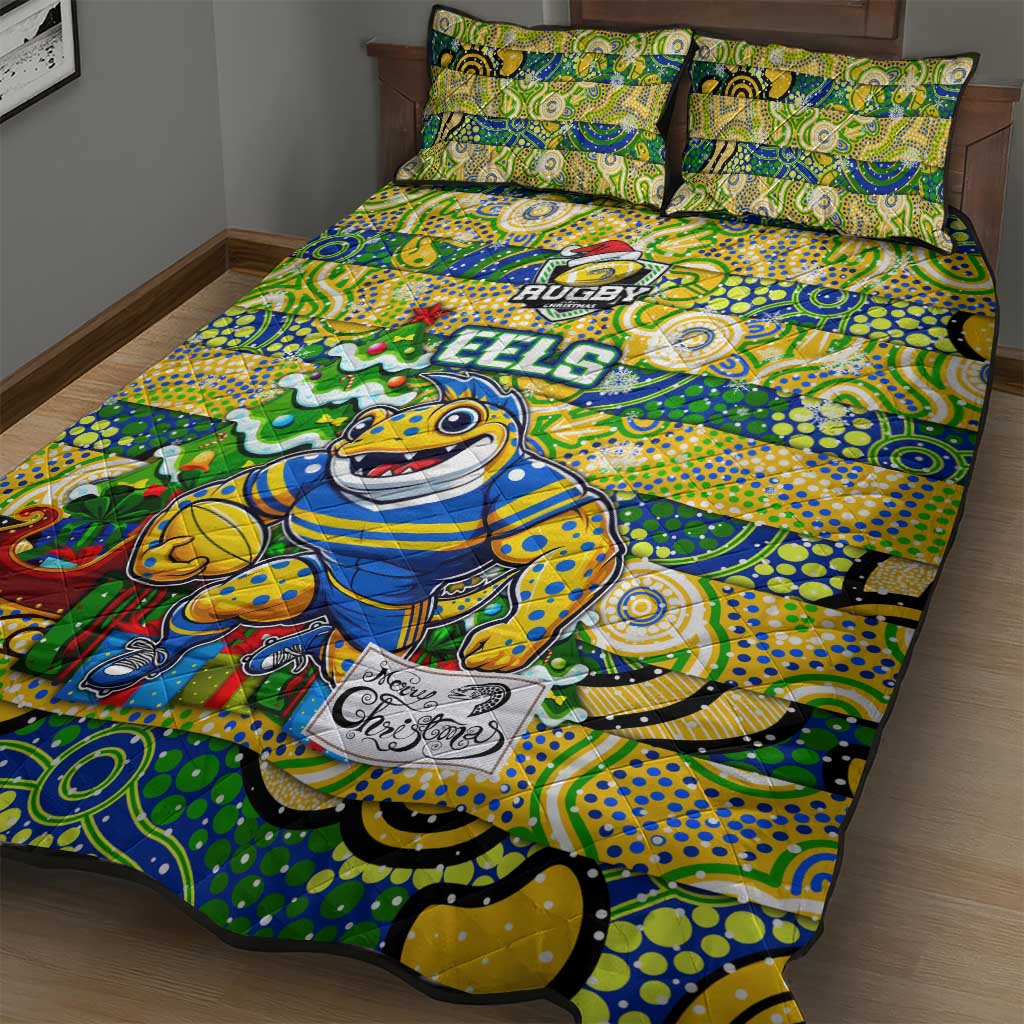 Eels Rugby Merry Christmas Quilt Bed Set Indigenous Australian Art