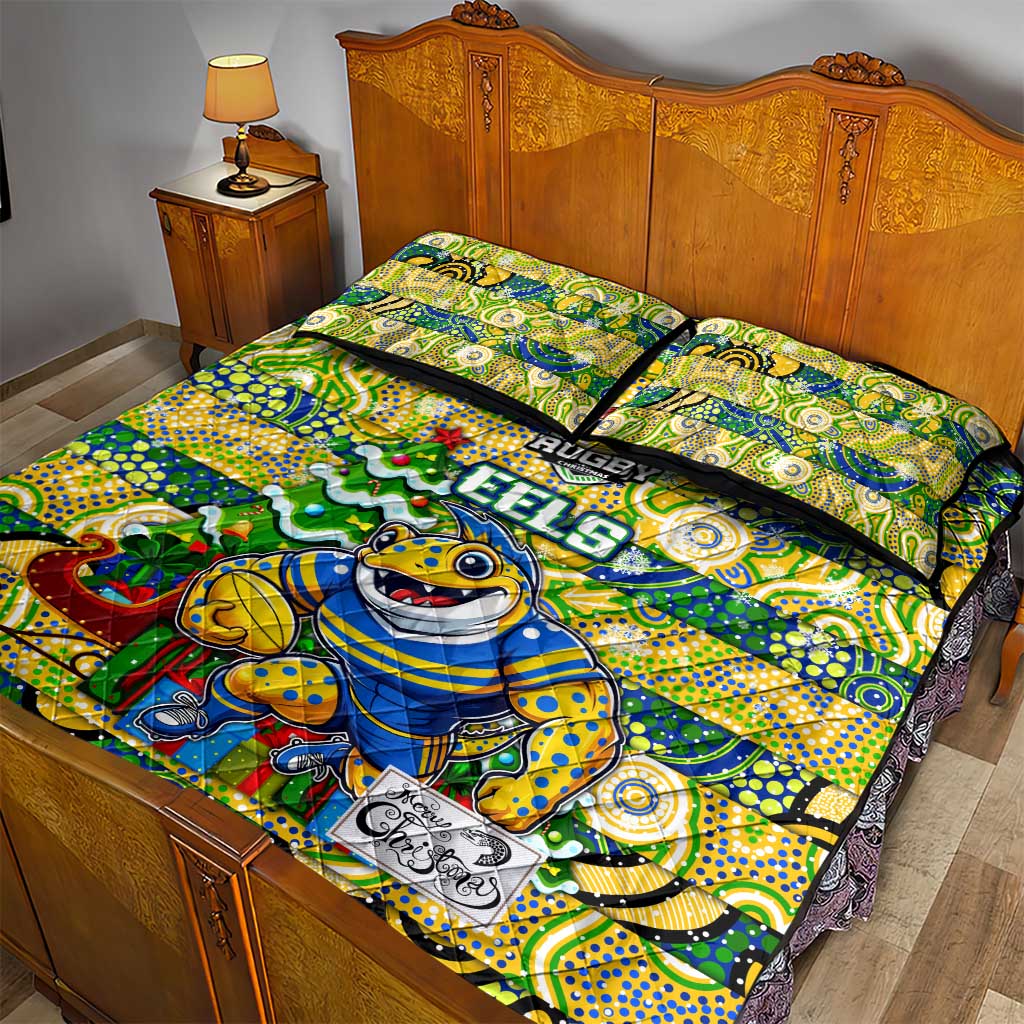 Eels Rugby Merry Christmas Quilt Bed Set Indigenous Australian Art