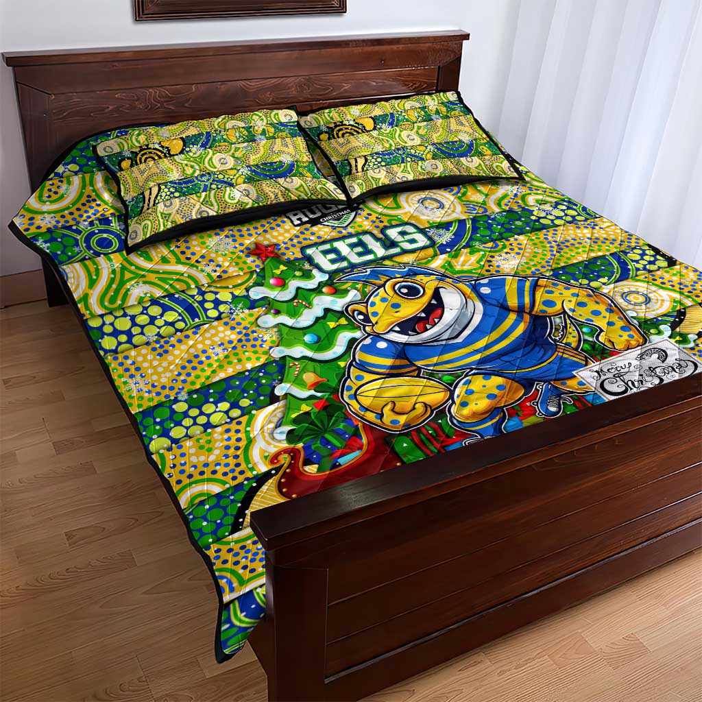 Eels Rugby Merry Christmas Quilt Bed Set Indigenous Australian Art