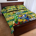 Eels Rugby Merry Christmas Quilt Bed Set Indigenous Australian Art