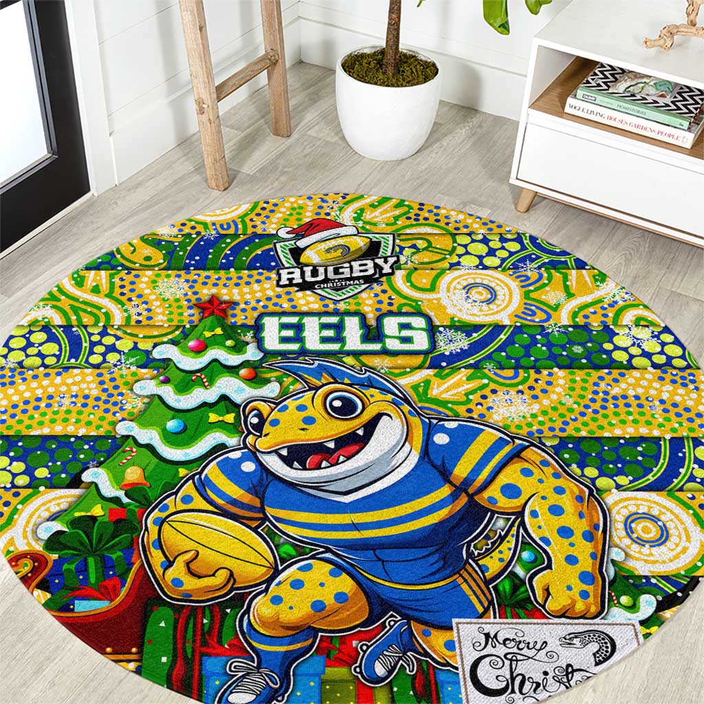 Eels Rugby Merry Christmas Round Carpet Indigenous Australian Art