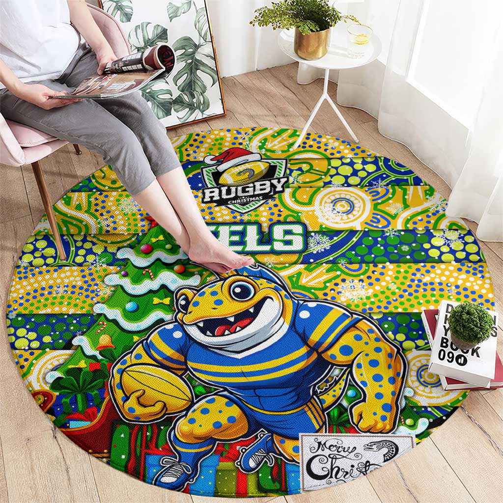 Eels Rugby Merry Christmas Round Carpet Indigenous Australian Art