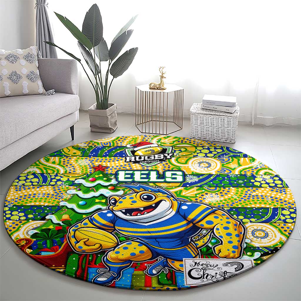 Eels Rugby Merry Christmas Round Carpet Indigenous Australian Art