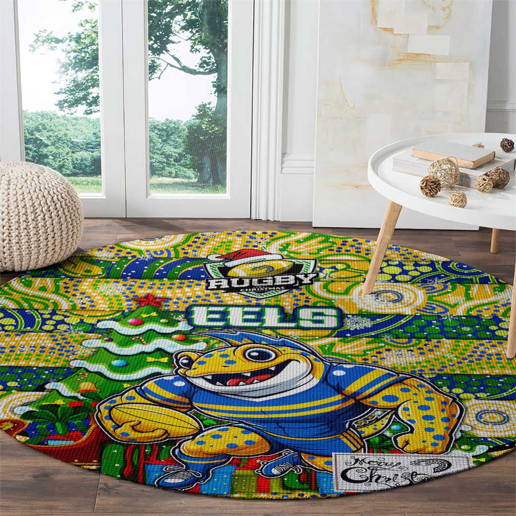 Eels Rugby Merry Christmas Round Carpet Indigenous Australian Art