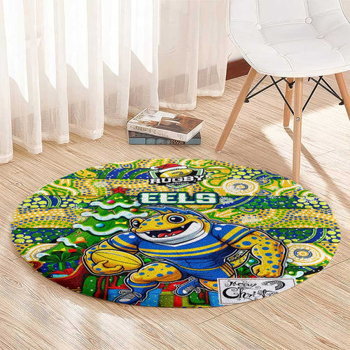 Eels Rugby Merry Christmas Round Carpet Indigenous Australian Art