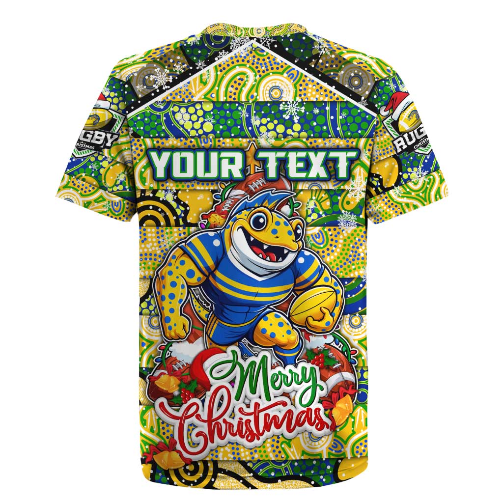 Custom Eels Rugby Merry Christmas Rugby Jersey Indigenous Australian Art