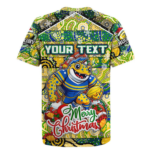 Custom Eels Rugby Merry Christmas Rugby Jersey Indigenous Australian Art