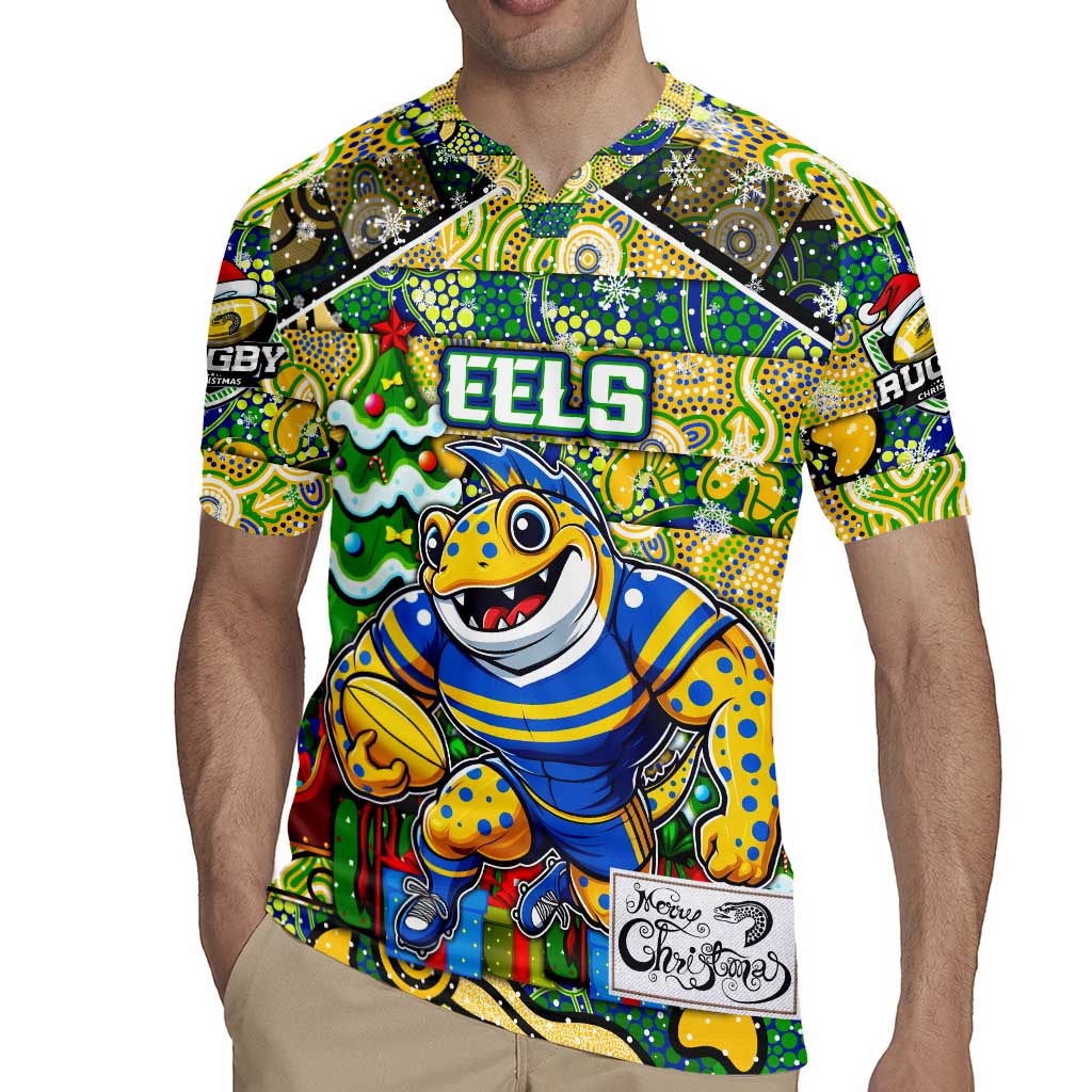 Custom Eels Rugby Merry Christmas Rugby Jersey Indigenous Australian Art