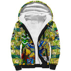 Custom Eels Rugby Merry Christmas Sherpa Hoodie Indigenous Australian Art