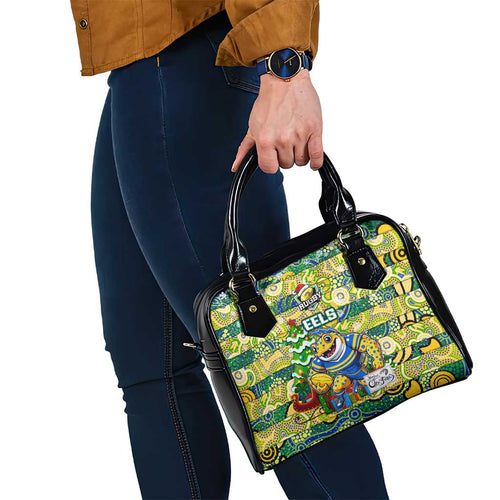 Eels Rugby Merry Christmas Shoulder Handbag Indigenous Australian Art