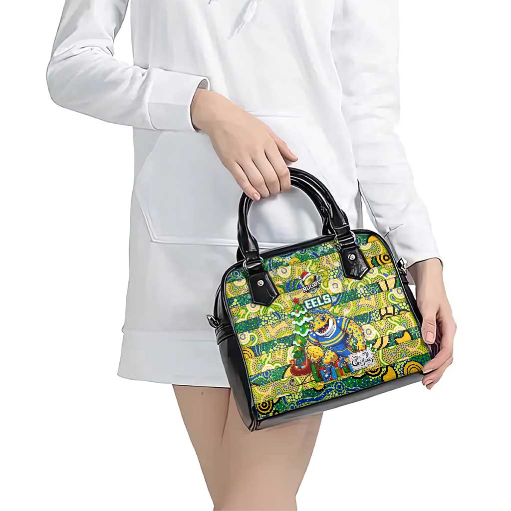 Eels Rugby Merry Christmas Shoulder Handbag Indigenous Australian Art