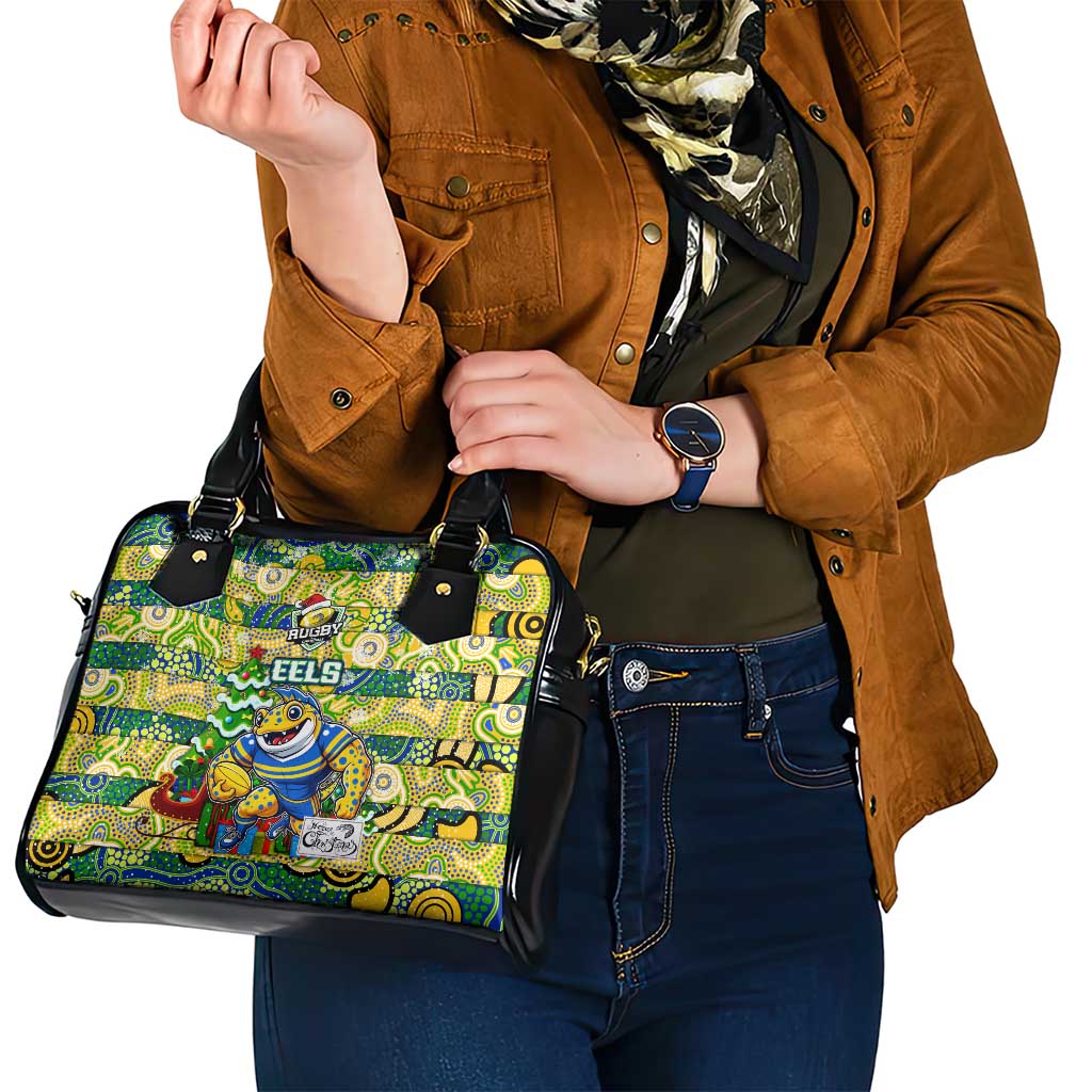 Eels Rugby Merry Christmas Shoulder Handbag Indigenous Australian Art