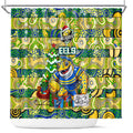 Eels Rugby Merry Christmas Shower Curtain Indigenous Australian Art