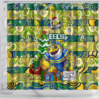 Eels Rugby Merry Christmas Shower Curtain Indigenous Australian Art