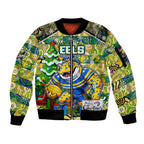 Custom Eels Rugby Merry Christmas Sleeve Zip Bomber Jacket Indigenous Australian Art