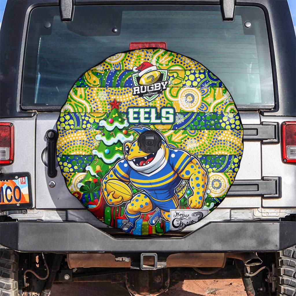 Eels Rugby Merry Christmas Spare Tire Cover Indigenous Australian Art