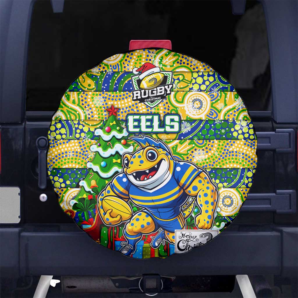 Eels Rugby Merry Christmas Spare Tire Cover Indigenous Australian Art