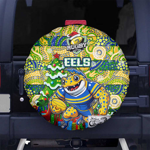 Eels Rugby Merry Christmas Spare Tire Cover Indigenous Australian Art