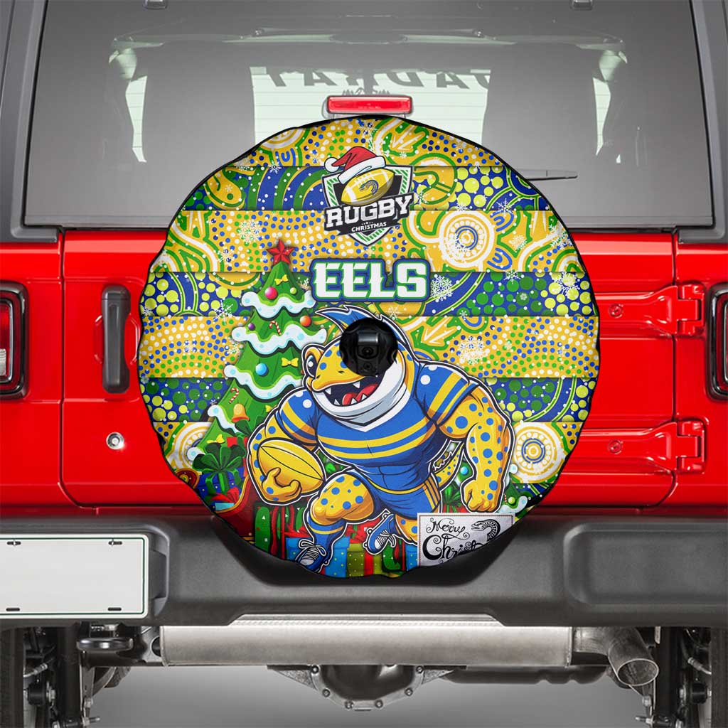 Eels Rugby Merry Christmas Spare Tire Cover Indigenous Australian Art