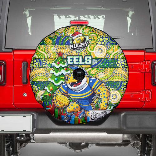 Eels Rugby Merry Christmas Spare Tire Cover Indigenous Australian Art