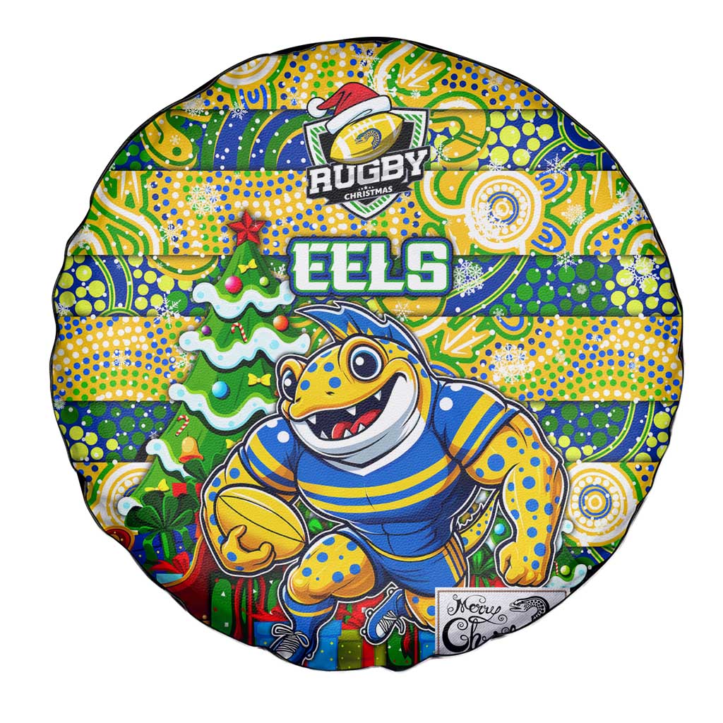 Eels Rugby Merry Christmas Spare Tire Cover Indigenous Australian Art