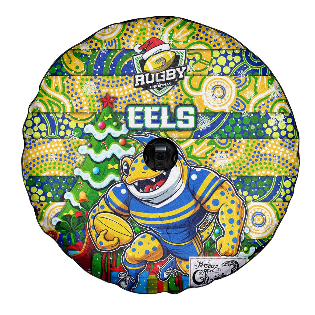 Eels Rugby Merry Christmas Spare Tire Cover Indigenous Australian Art