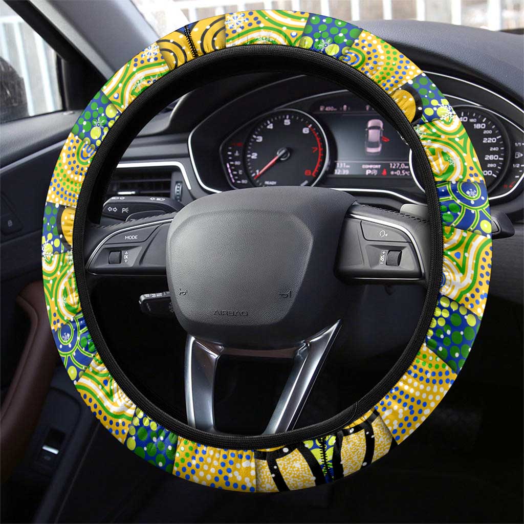 Eels Rugby Merry Christmas Steering Wheel Cover Indigenous Australian Art