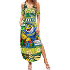 Custom Eels Rugby Merry Christmas Summer Maxi Dress Indigenous Australian Art