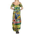 Custom Eels Rugby Merry Christmas Summer Maxi Dress Indigenous Australian Art