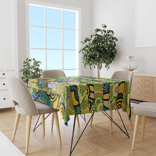 Eels Rugby Merry Christmas Tablecloth Indigenous Australian Art