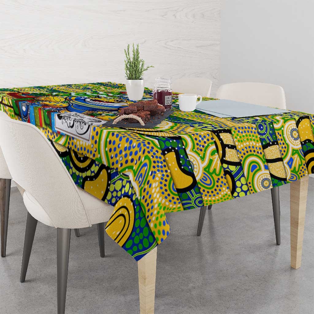 Eels Rugby Merry Christmas Tablecloth Indigenous Australian Art