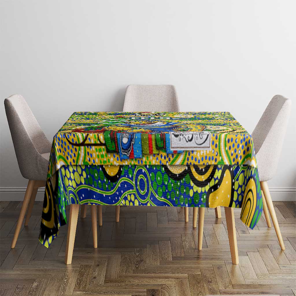 Eels Rugby Merry Christmas Tablecloth Indigenous Australian Art