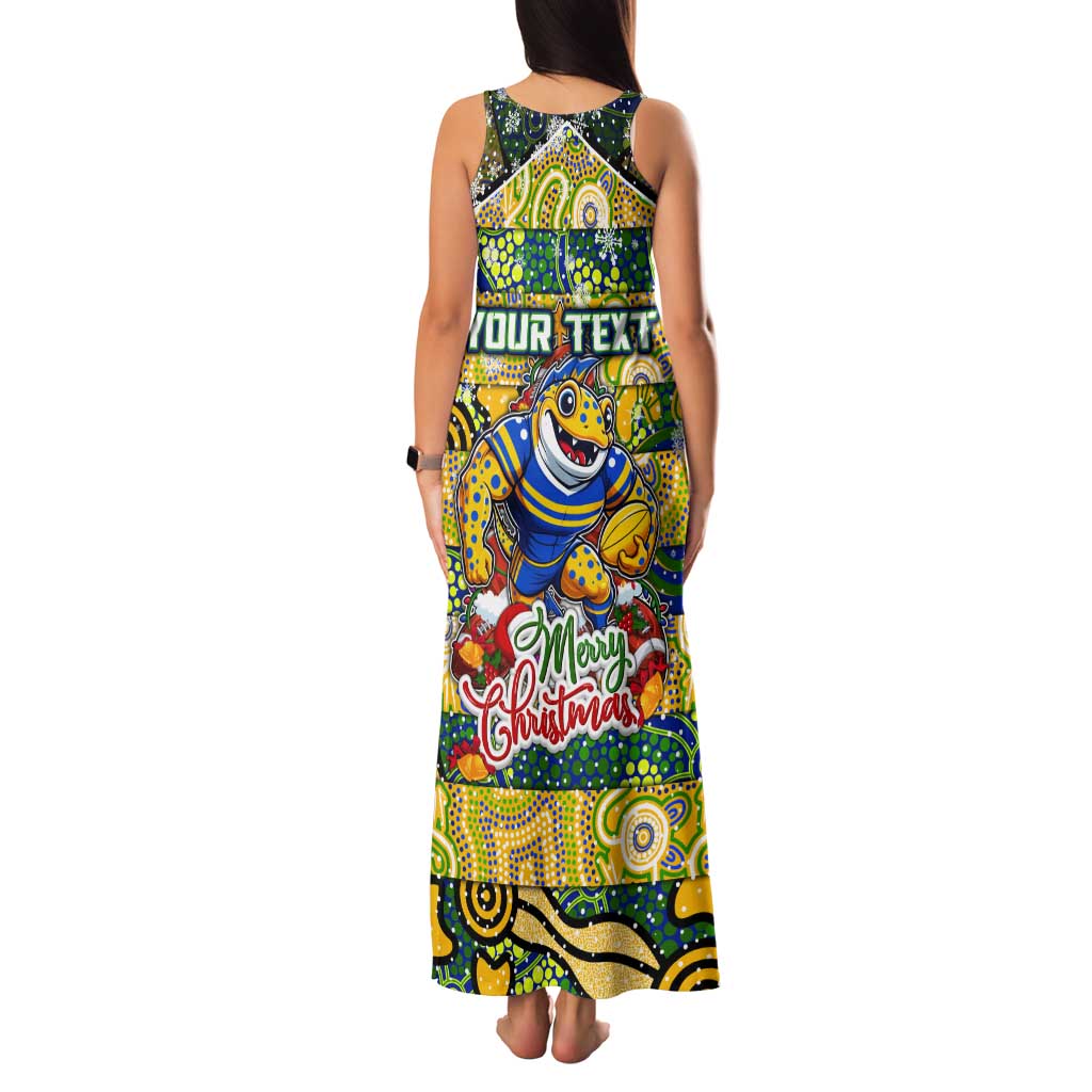 Custom Eels Rugby Merry Christmas Tank Maxi Dress Indigenous Australian Art