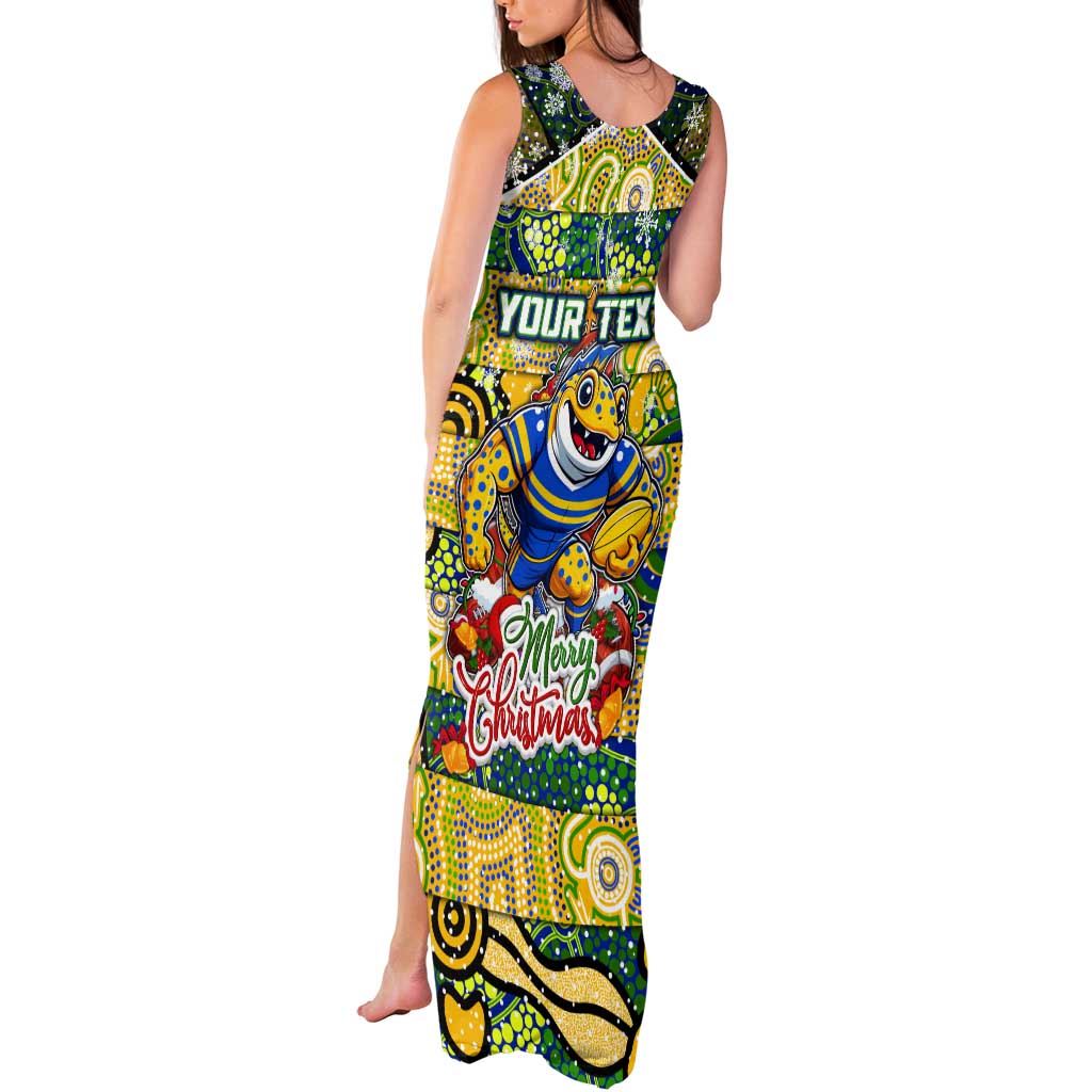 Custom Eels Rugby Merry Christmas Tank Maxi Dress Indigenous Australian Art