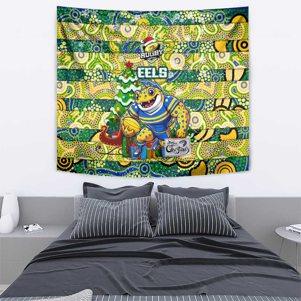 Eels Rugby Merry Christmas Tapestry Indigenous Australian Art