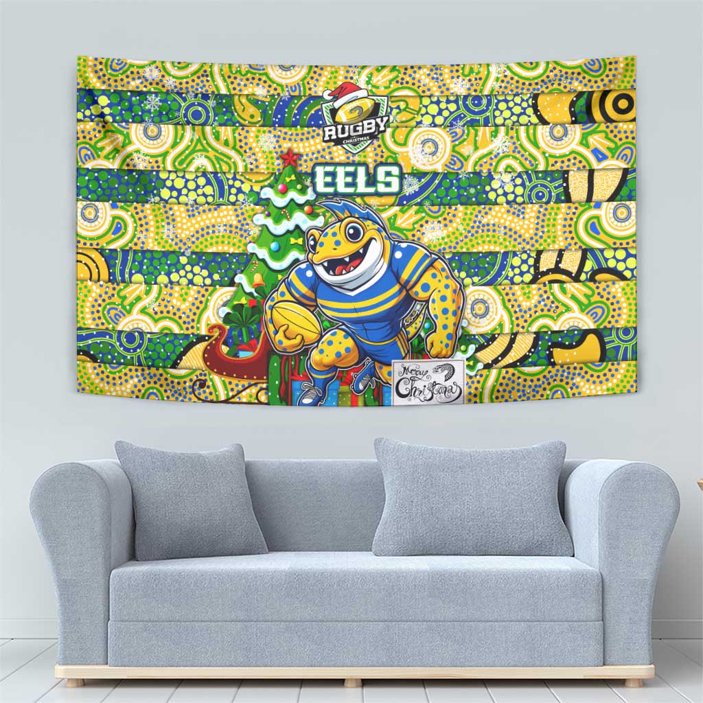 Eels Rugby Merry Christmas Tapestry Indigenous Australian Art