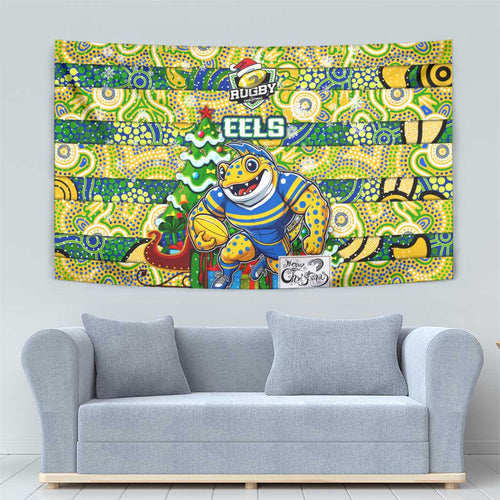 Eels Rugby Merry Christmas Tapestry Indigenous Australian Art