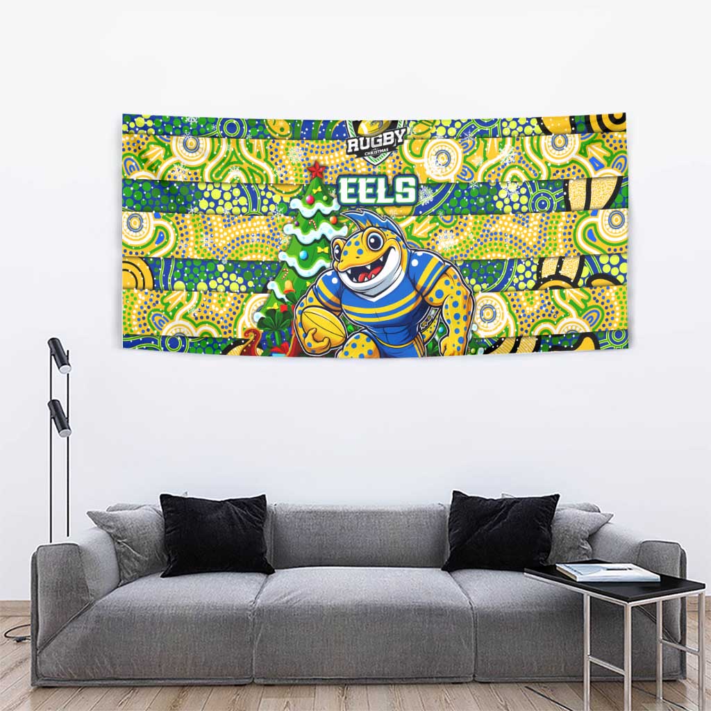 Eels Rugby Merry Christmas Tapestry Indigenous Australian Art