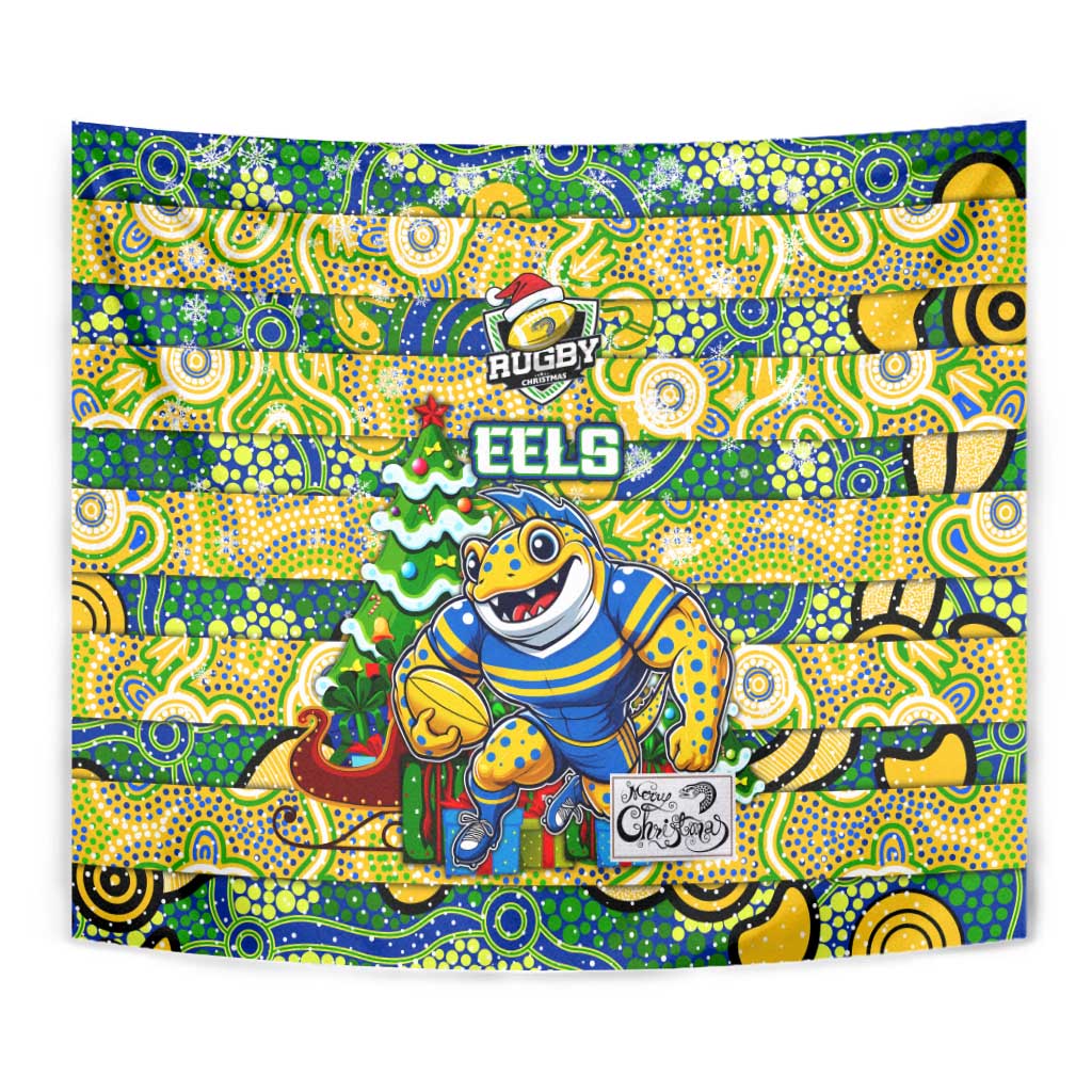 Eels Rugby Merry Christmas Tapestry Indigenous Australian Art