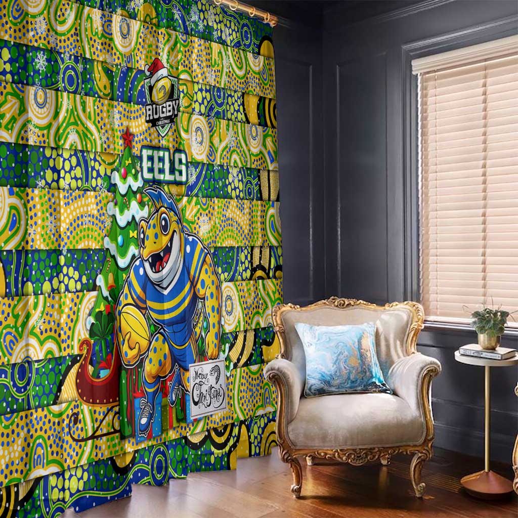 Eels Rugby Merry Christmas Window Curtain Indigenous Australian Art